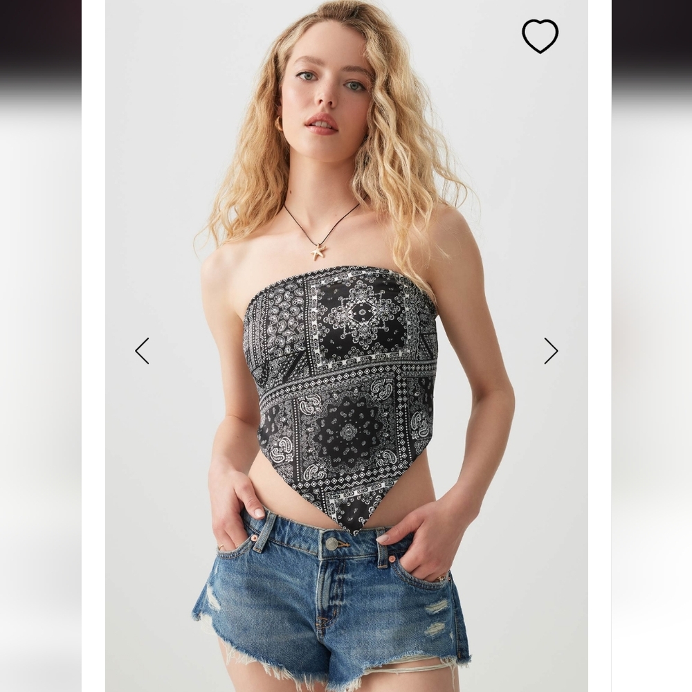 Ardene Satin Handkerchief Tube Top. Size XS.